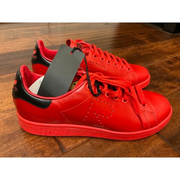 Adidas + Raf Simons Red Leather Stan Smith Sneakers, Size 7.5 (W) 6 (M) NWOB! - Picture 1 of 8